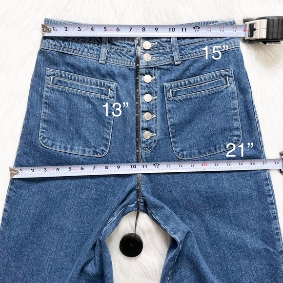 SOLD-Free People High Waist Button Fly Wide Leg Retro Cropped Jeans - Picture 10 of 11